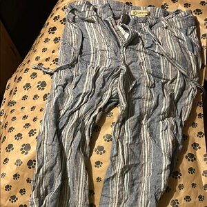 Democracy Blue Striped capris